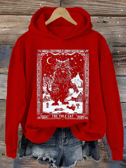Women's Yule Cat Christmas Art Print polyester sweatshirt