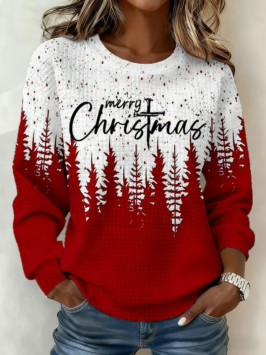 Women's Christmas Cross Print Casual Sweatshirt