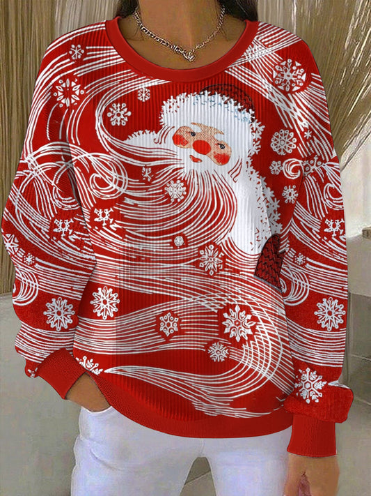 Women's Santa Claus Print Casual Sports Shirt