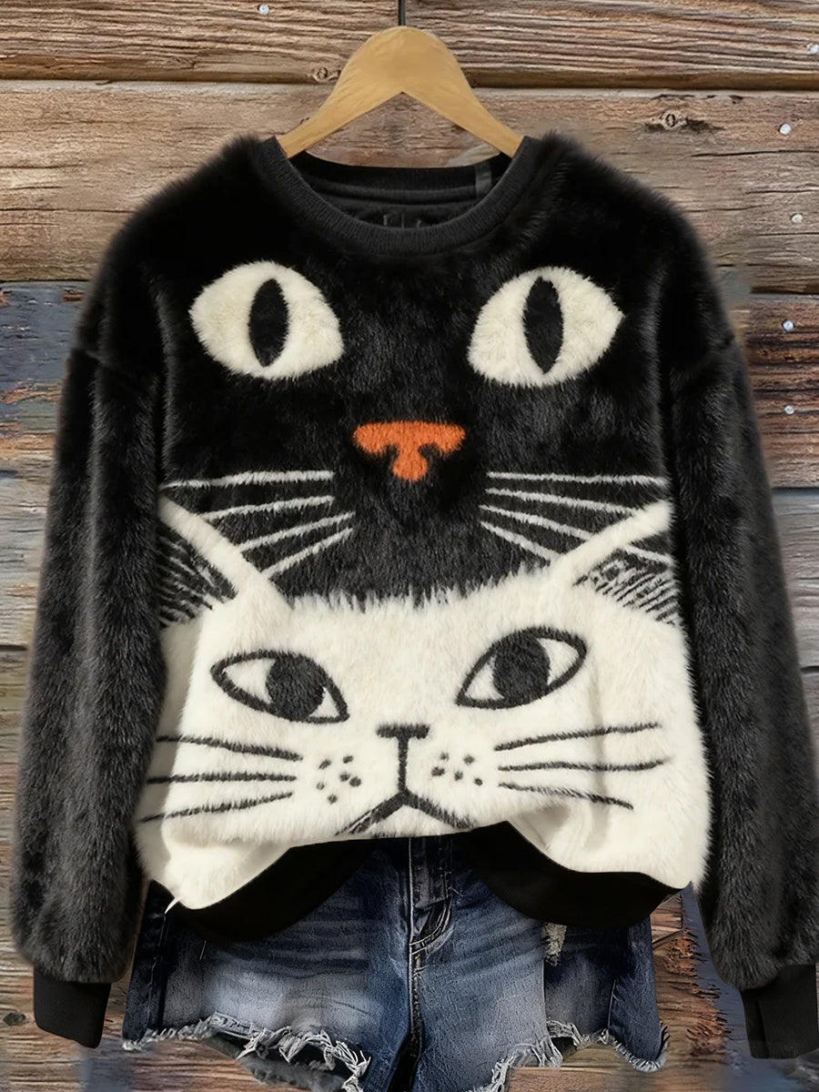 Women's Retro Animal Christmas Art Print Casual Comfort Flannel Top