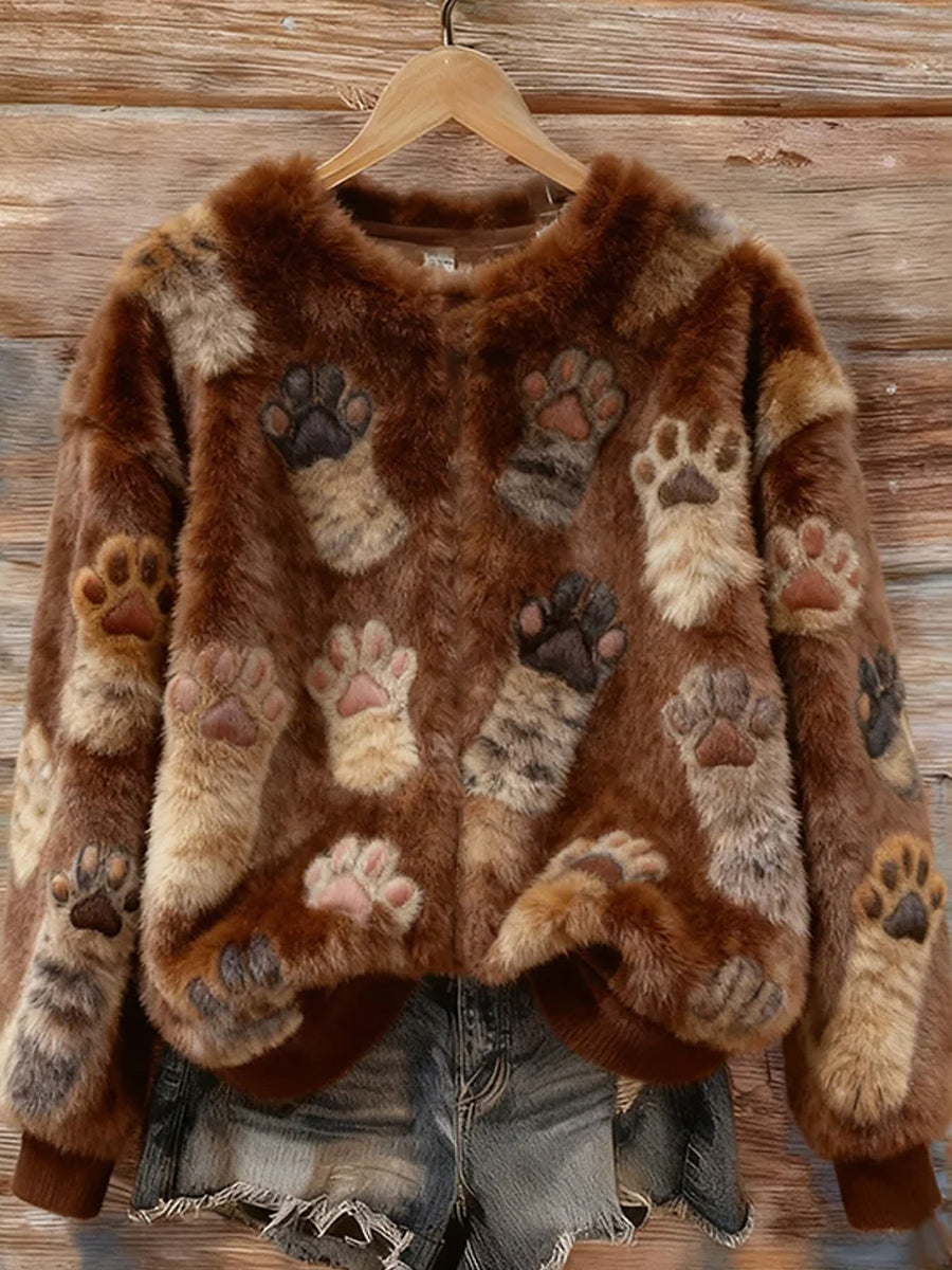 Women's Retro Animal Christmas Art Print Casual Comfort Flannel Top