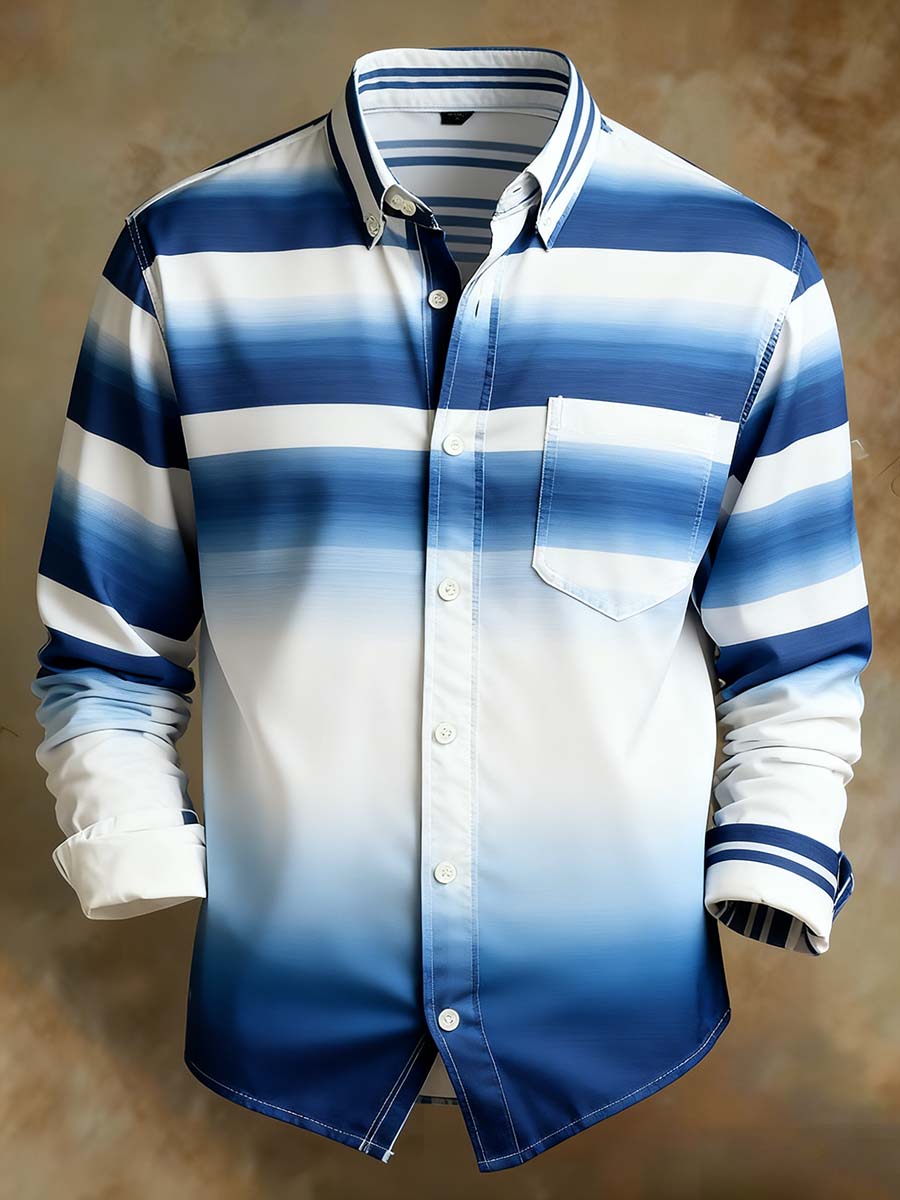 Men's Retro Abstract Art Print Comfortable Business Style Shirt