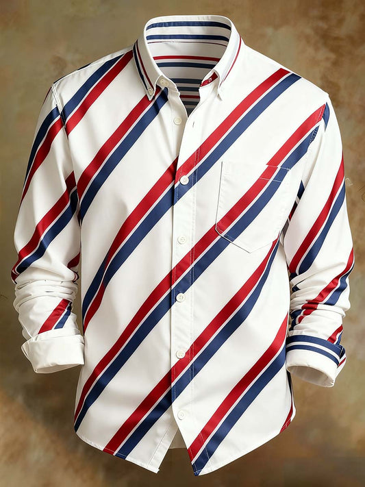 Men's Retro Abstract Art Print Comfortable Business Style Shirt