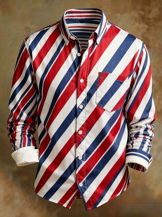 Men's Retro Abstract Art Print Comfortable Business Style Shirt