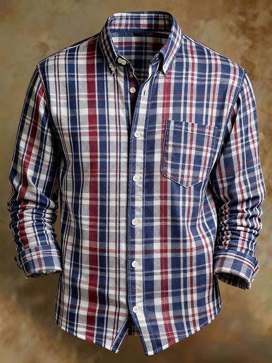 Men's Retro Abstract Art Print Comfortable Business Style Shirt