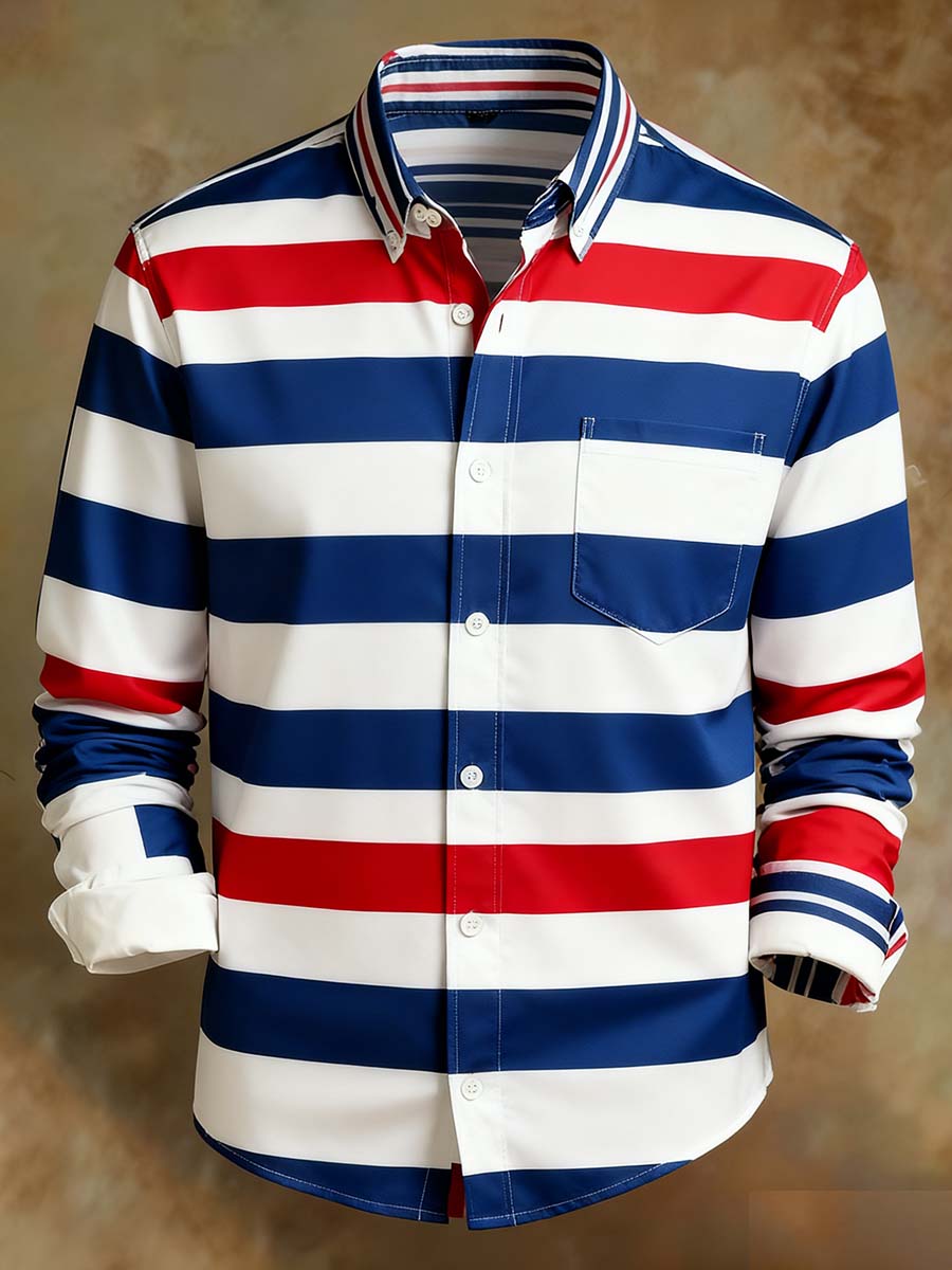 Men's Retro Abstract Art Print Comfortable Business Style Shirt