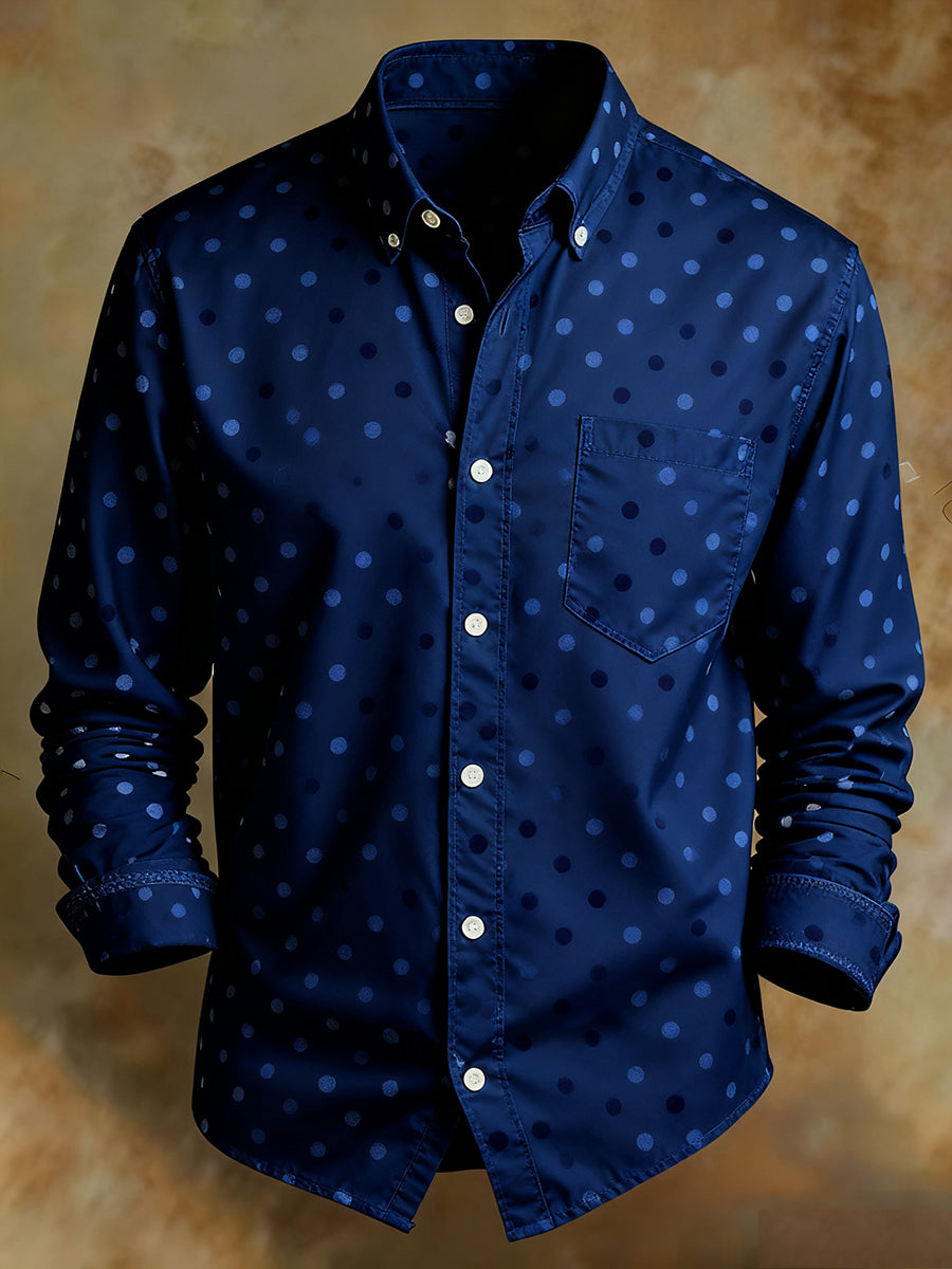 Men's Retro Abstract Art Print Comfortable Business Style Shirt