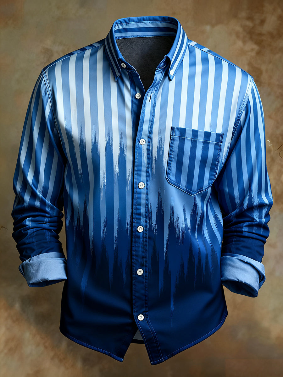 Men's Retro Abstract Art Print Comfortable Business Style Shirt