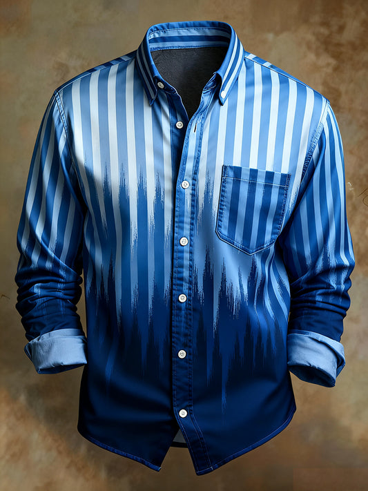 Men's Retro Abstract Art Print Comfortable Business Style Shirt