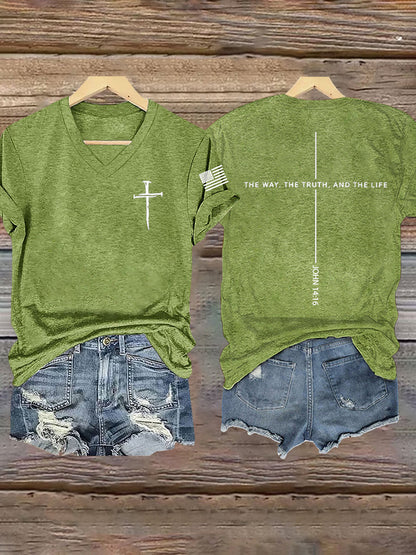 Women's Jesus The Way The Truth The Life John 14:6 Christian Cross Short Sleeve T-Shirt