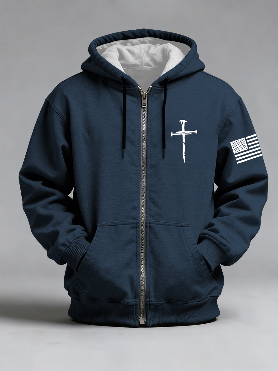 Men's Jesus The Way The Truth The Life John 14:6 Christian Cross Print Zip-Up Hoodie