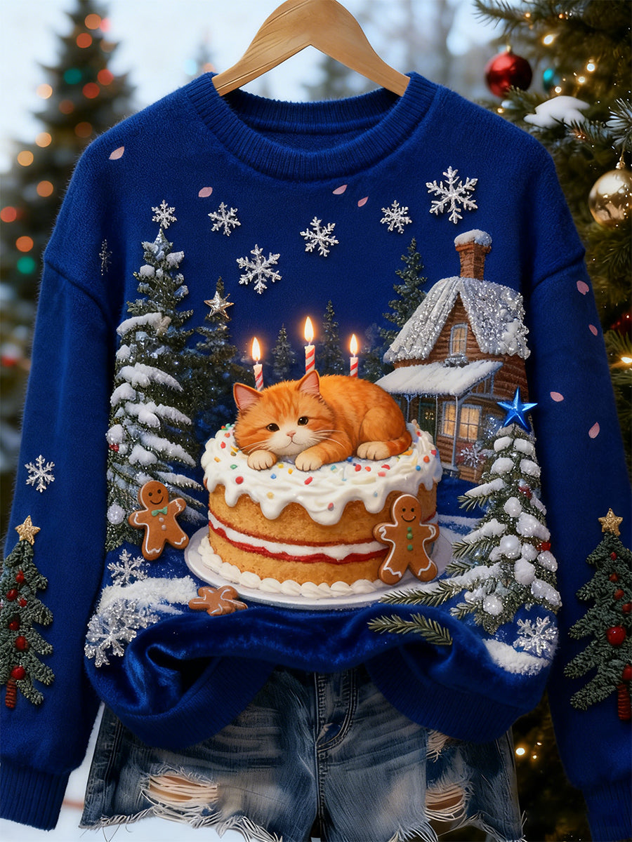 Women's Retro Animal Christmas Art Print Casual Flannel Top