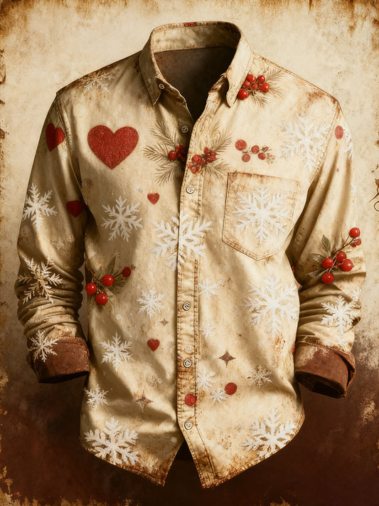 Men's Retro Christmas Casual Comfort Long-Sleeved Shirt
