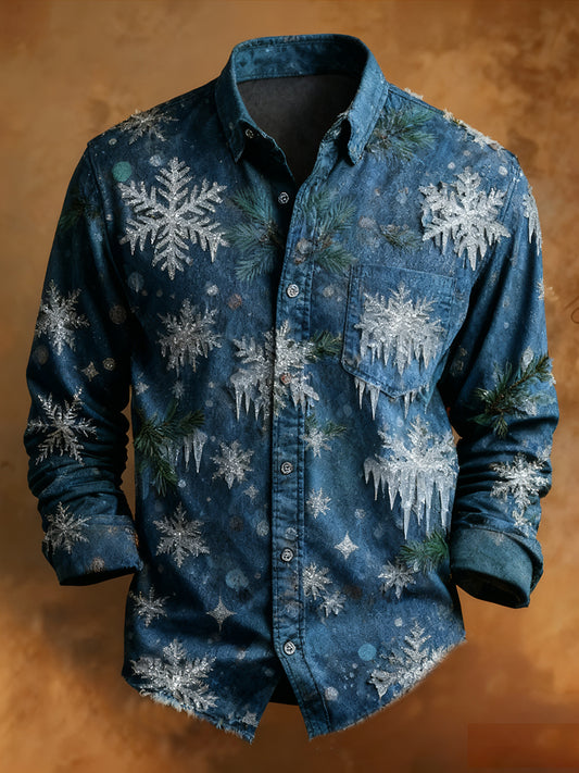 Men's Retro Christmas Casual Comfort Long-Sleeved Shirt