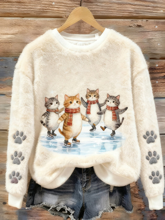 Women's Retro Animal Christmas Art Print Casual Flannel Top