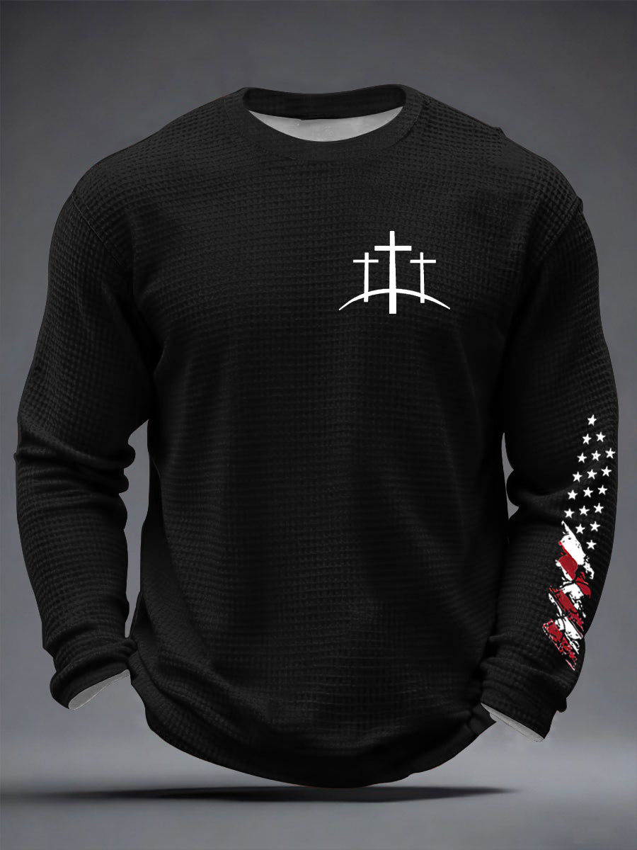 Men's Christian Cross Waffle Long Sleeve T-Shirt