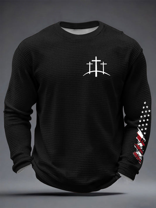 Men's Christian Cross Waffle Long Sleeve T-Shirt