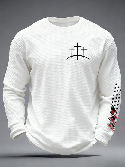 Men's Christian Cross Waffle Long Sleeve T-Shirt