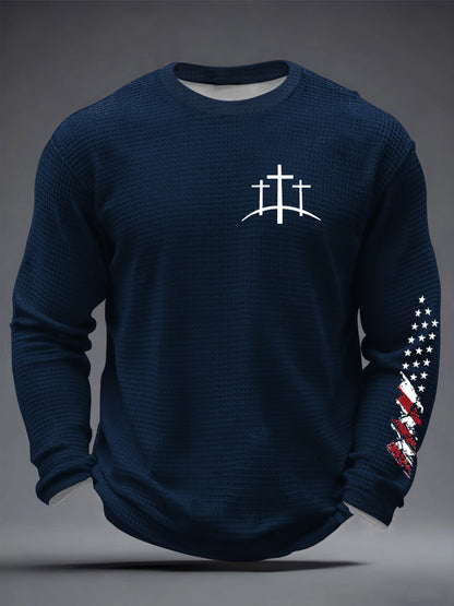 Men's Christian Cross Waffle Long Sleeve T-Shirt
