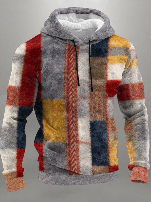 Men's Geometric Art Flannel Hoodie