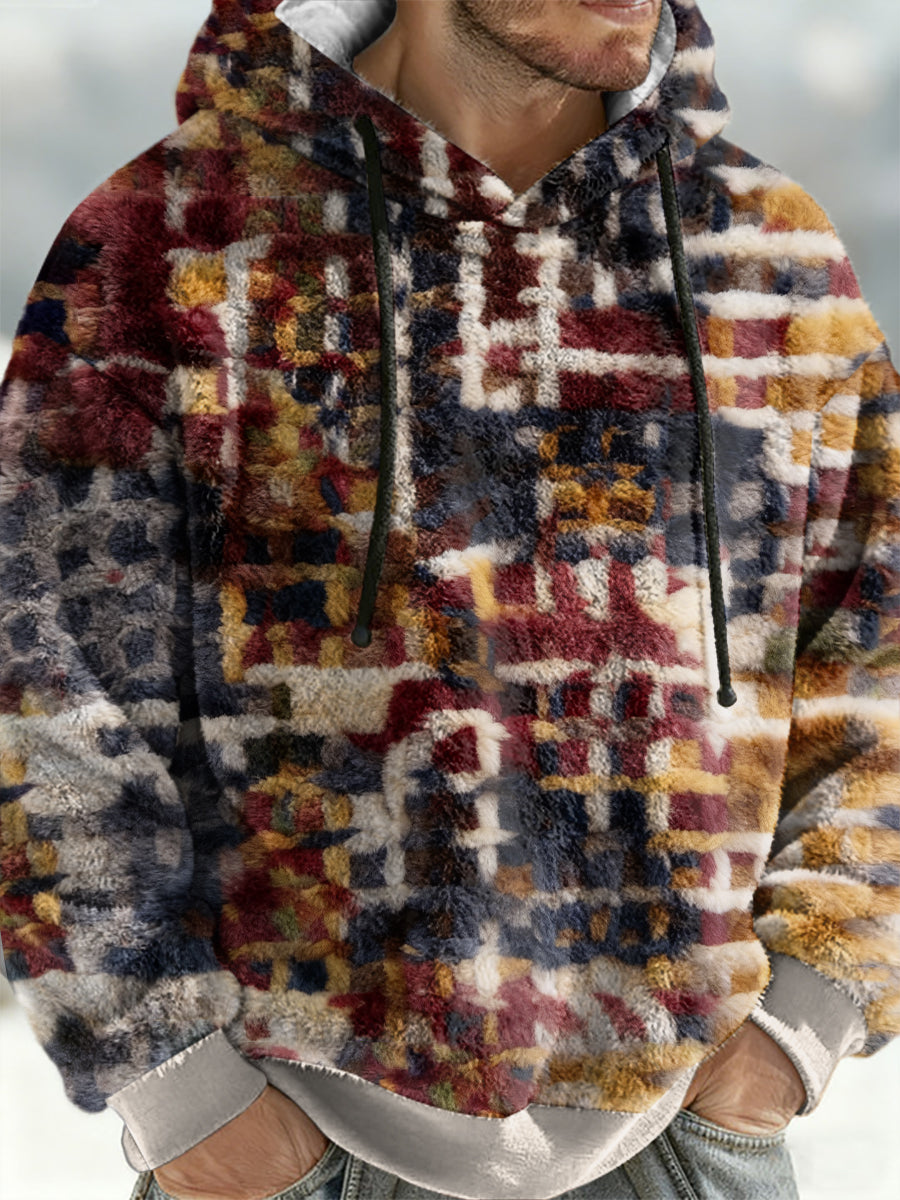 Men's Geometric Art Flannel Hoodie