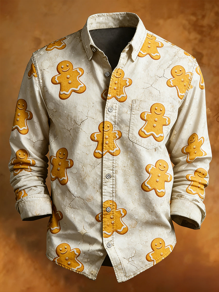 Men's Retro Christmas Casual Comfort Long-Sleeved Shirt
