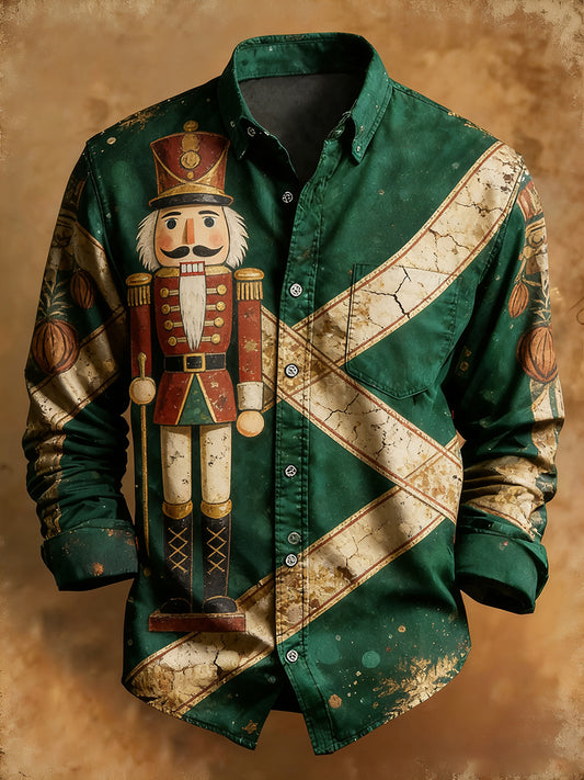 Men's Retro Christmas Casual Comfort Long-Sleeved Shirt