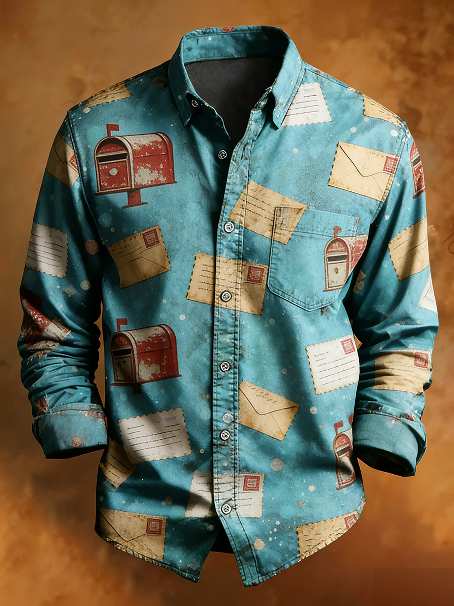 Men's Retro Christmas Casual Comfort Long-Sleeved Shirt