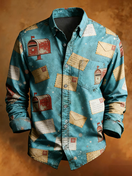 Men's Retro Christmas Casual Comfort Long-Sleeved Shirt