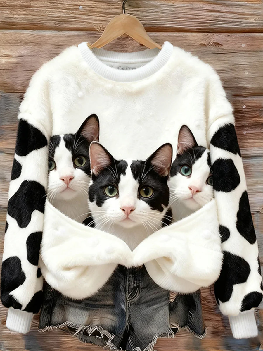 Women's Retro Animal Art Print Comfortable Flannel Top