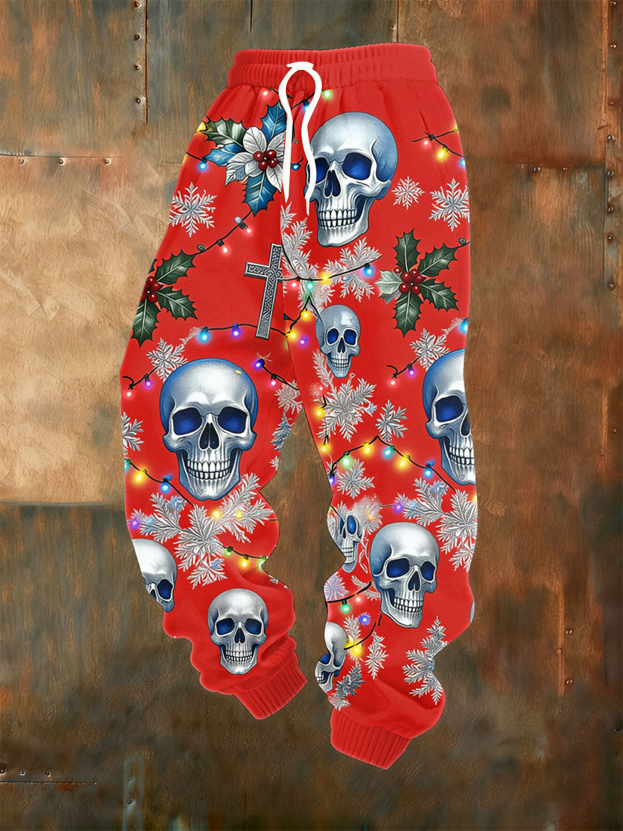 Men's Vintage Christmas Skull Pants