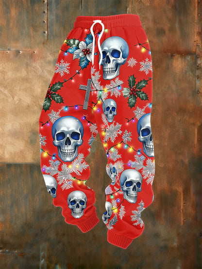 Men's Vintage Christmas Skull Pants