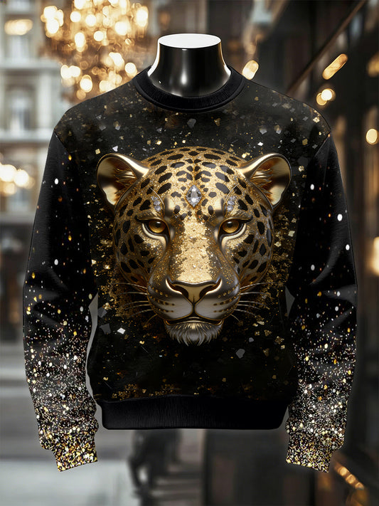 Men's Retro Luxurious Leopard Print Casual Sweatshirt