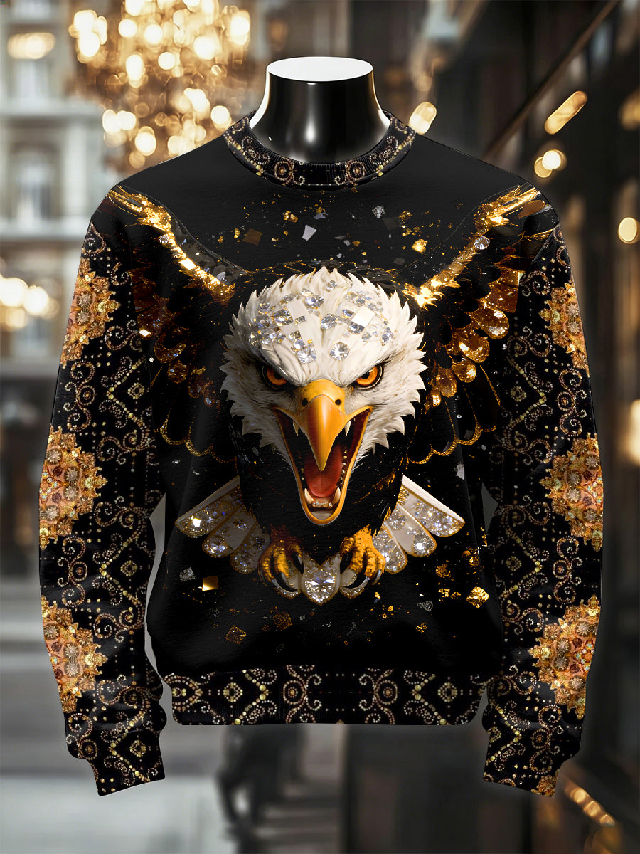Men's Retro Luxurious Eagle Print Casual Sweatshirt