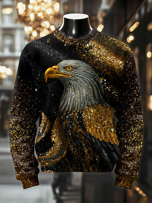 Men's Retro Luxurious Eagle Print Casual Sweatshirt