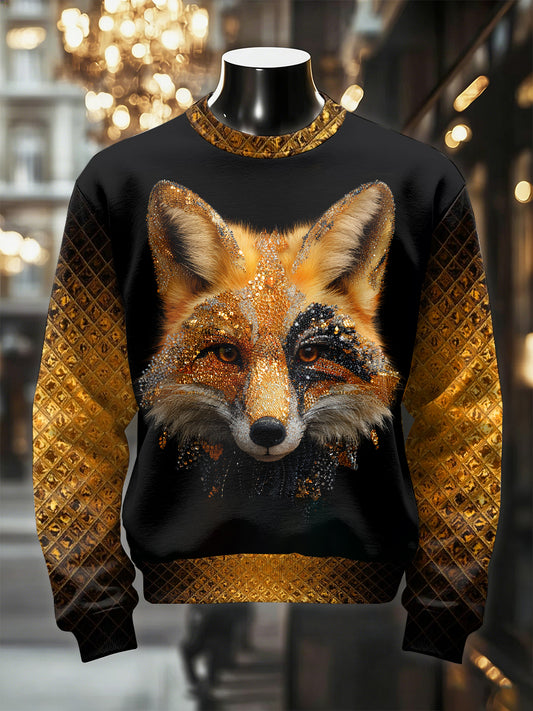 Men's Retro Luxurious Fox Print Casual Sweatshirt