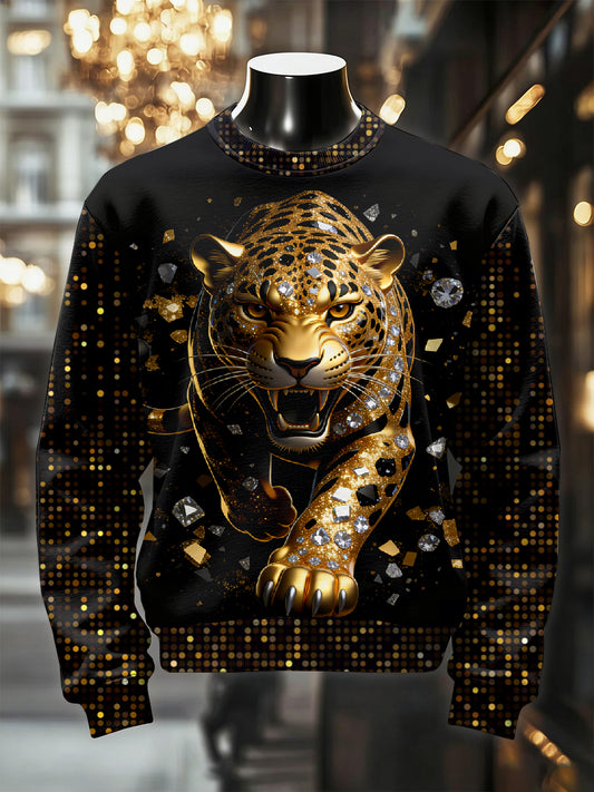 Men's Retro Luxurious Leopard Print Casual Sweatshirt