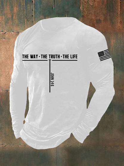 Men's Jesus The Way The Truth The Life Cross Long Sleeve T-shirt