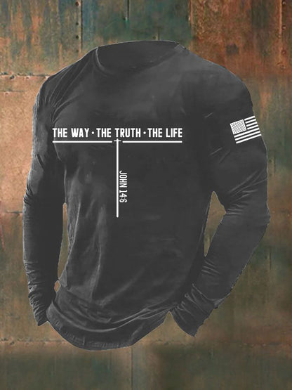 Men's Jesus The Way The Truth The Life Cross Long Sleeve T-shirt