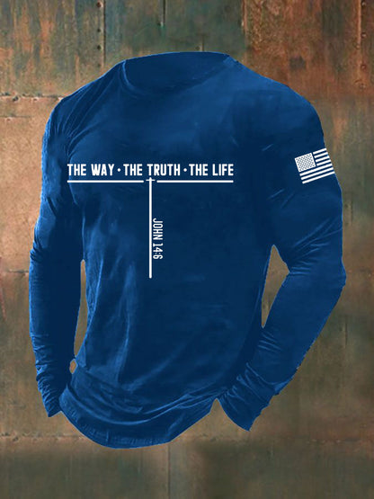 Men's Jesus The Way The Truth The Life Cross Long Sleeve T-shirt