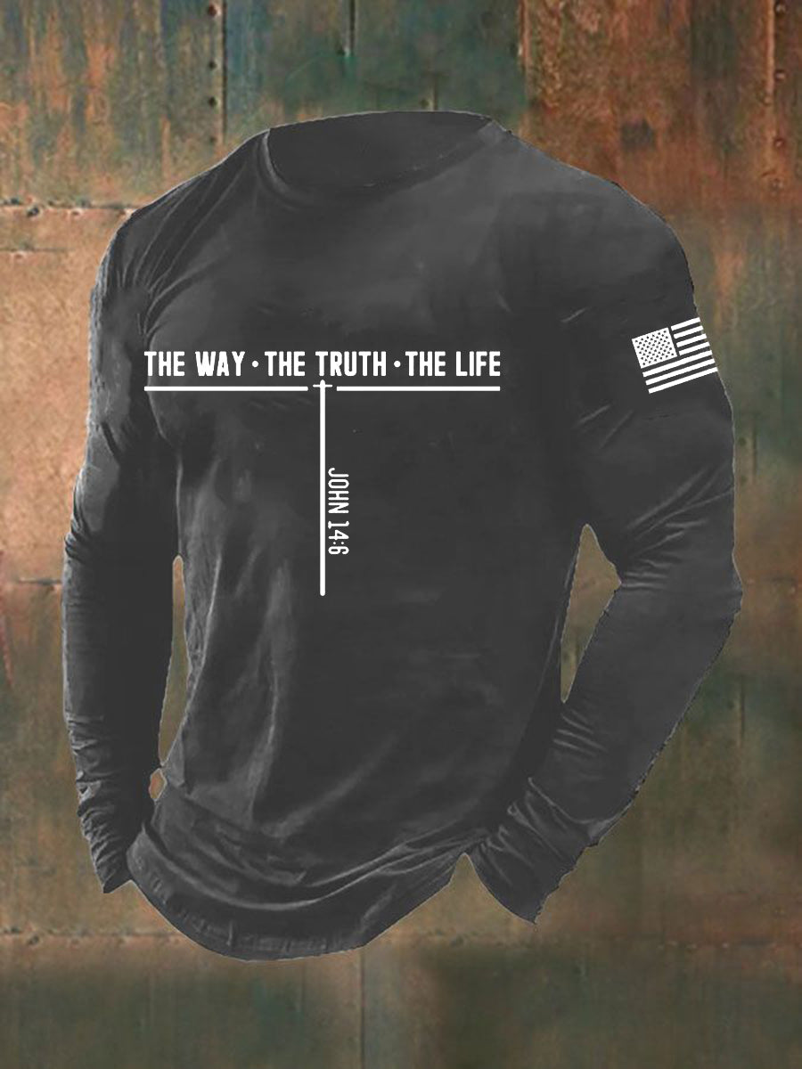 Men's Jesus The Way The Truth The Life Cross Long Sleeve T-shirt