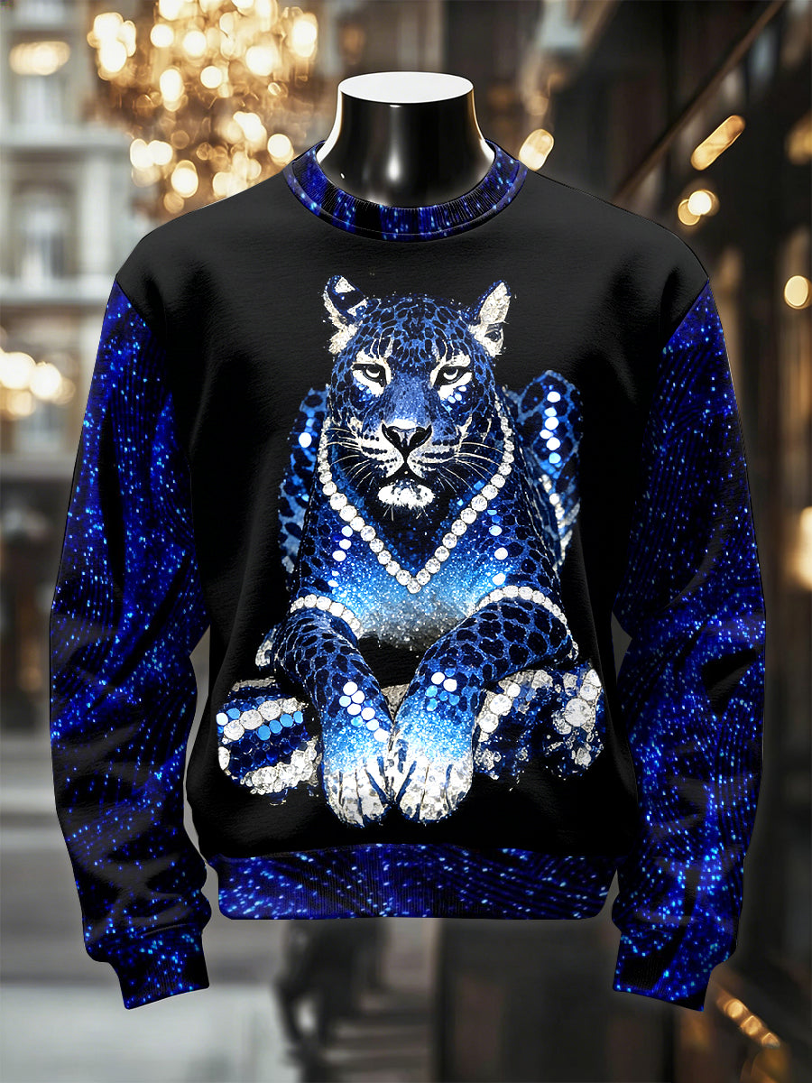Men's Retro Luxurious Tiger Print Casual Sweatshirt