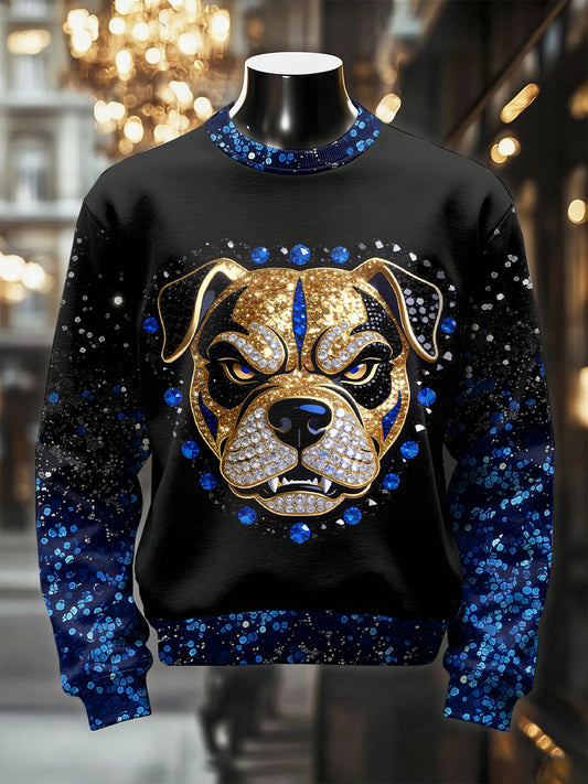 Men's Retro Luxurious Dog Print Casual Sweatshirt
