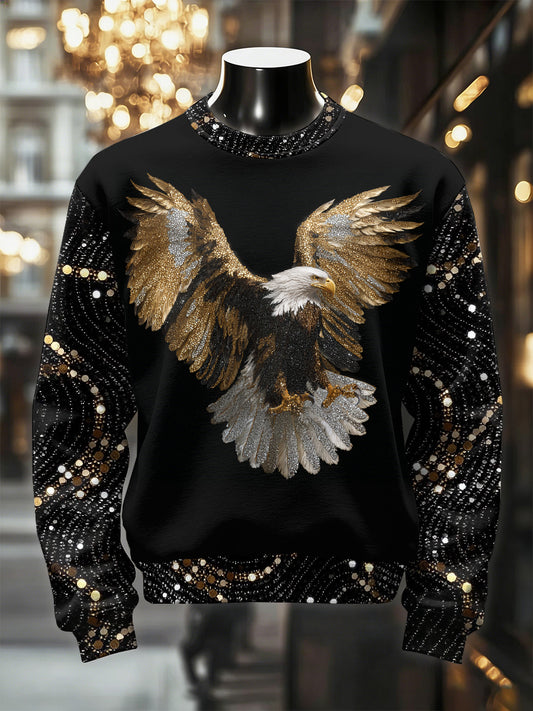 Men's Retro Luxurious Eagle Print Casual Sweatshirt