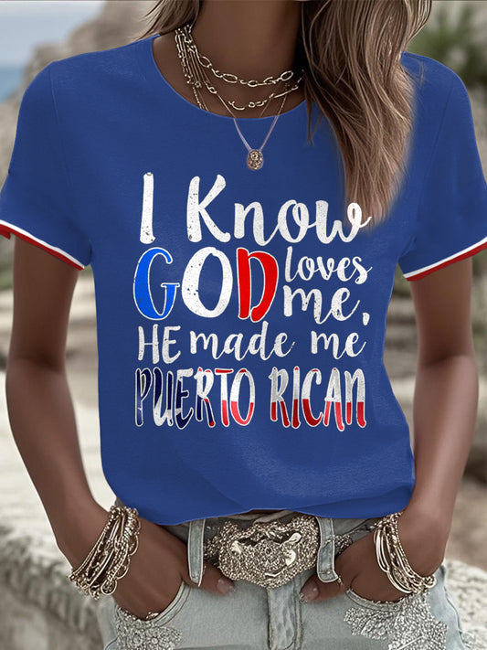 Women's Puerto Rico Faith Art Printed T-shirt