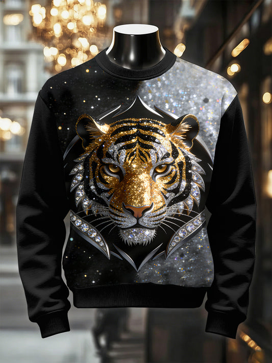 Men's Retro Luxurious Tiger Print Casual Sweatshirt