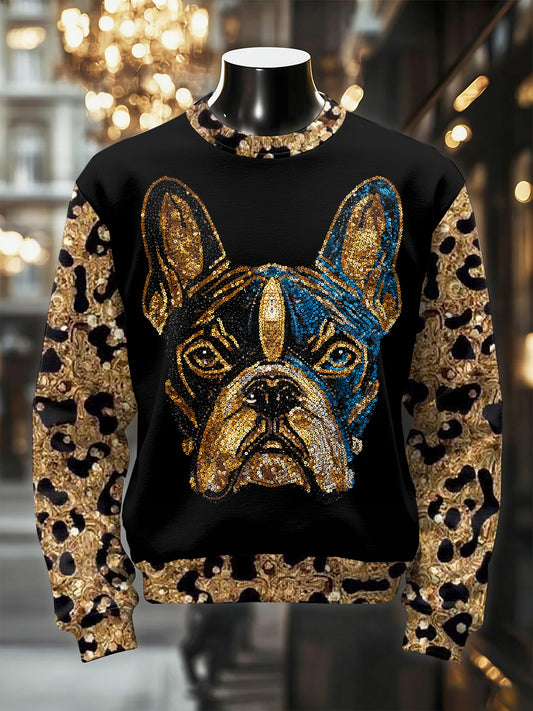 Men's Retro Luxurious Dog Print Casual Sweatshirt