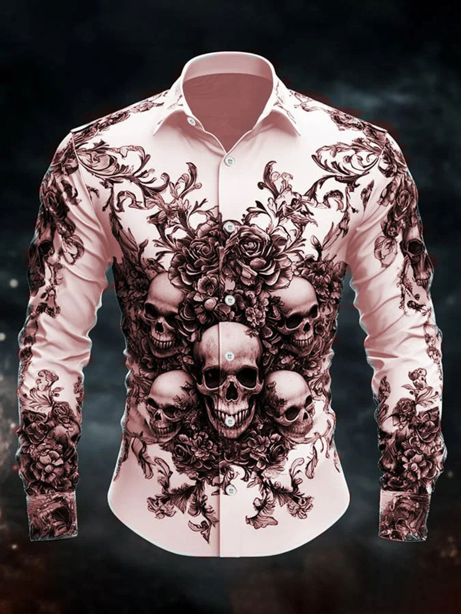 Men's Vintage Skull Long Sleeve Shirt