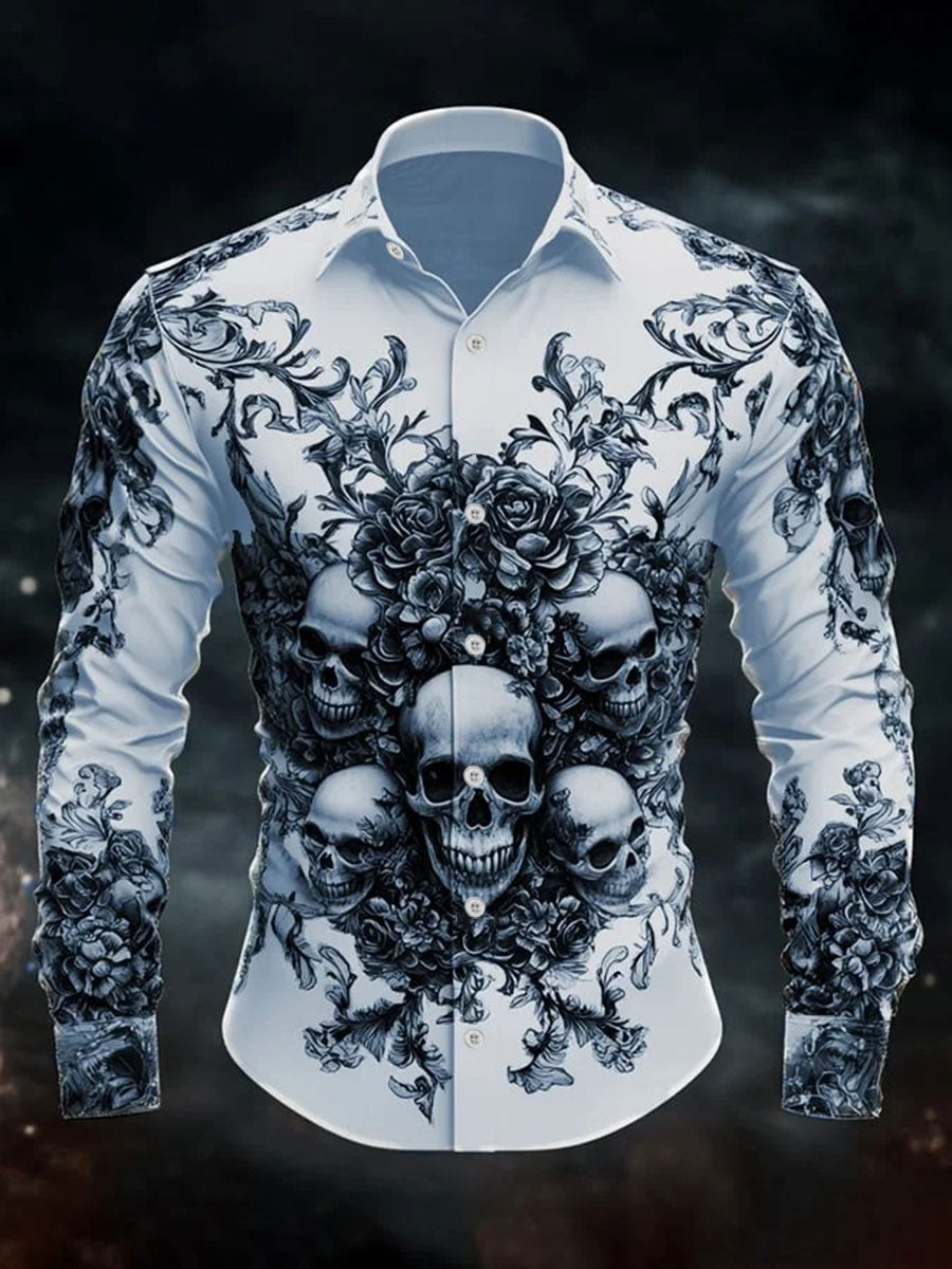 Men's Vintage Skull Long Sleeve Shirt