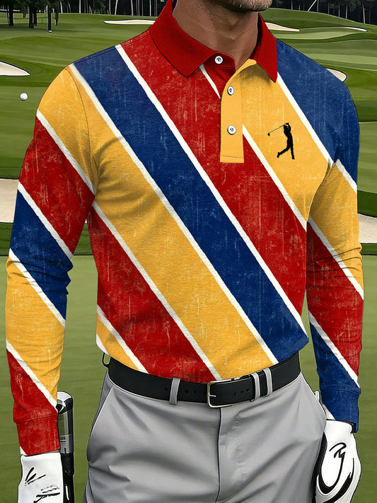 Men's Vintage Business Style Printed Casual Polo Shirt